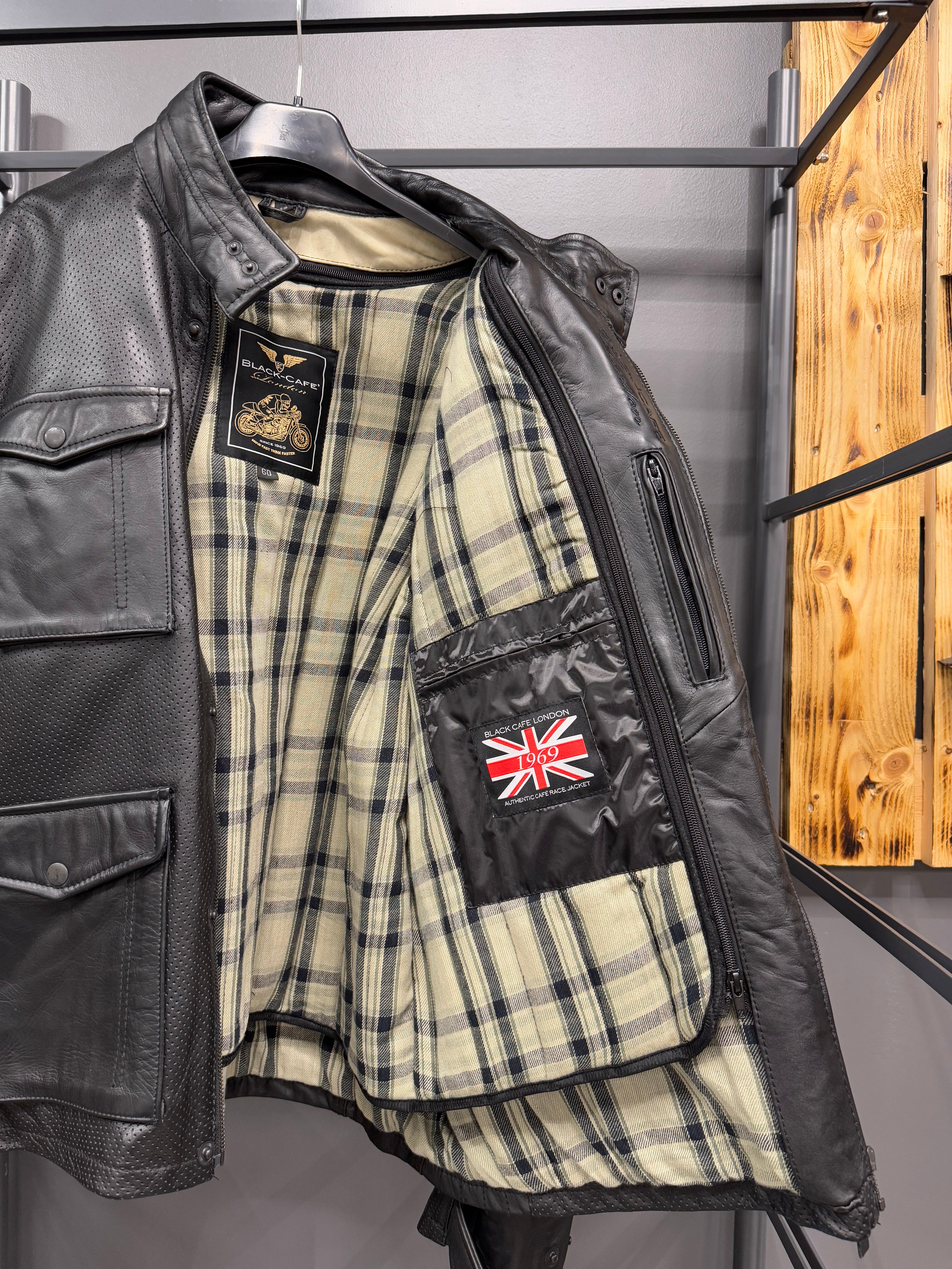 Black-Cafe London Leather Motorcycle Jacket – My Store