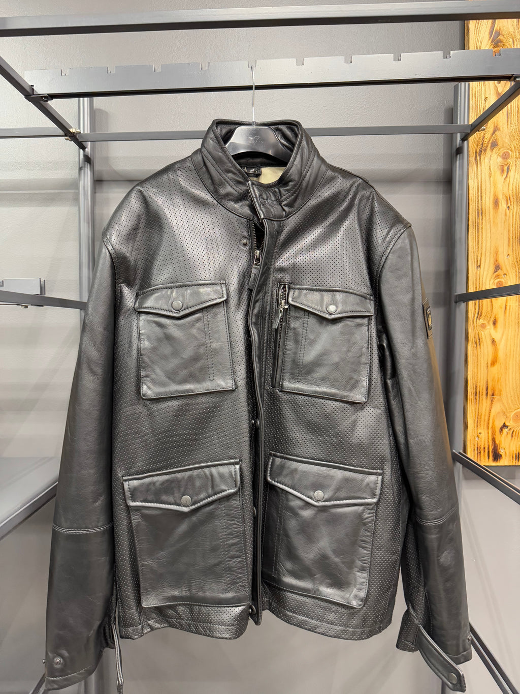 Black-Cafe London Leather Motorcycle Jacket
