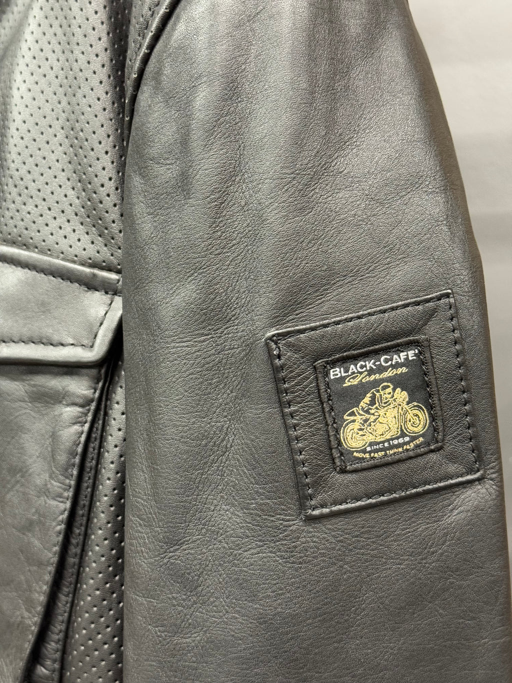 Black-Cafe London Leather Motorcycle Jacket