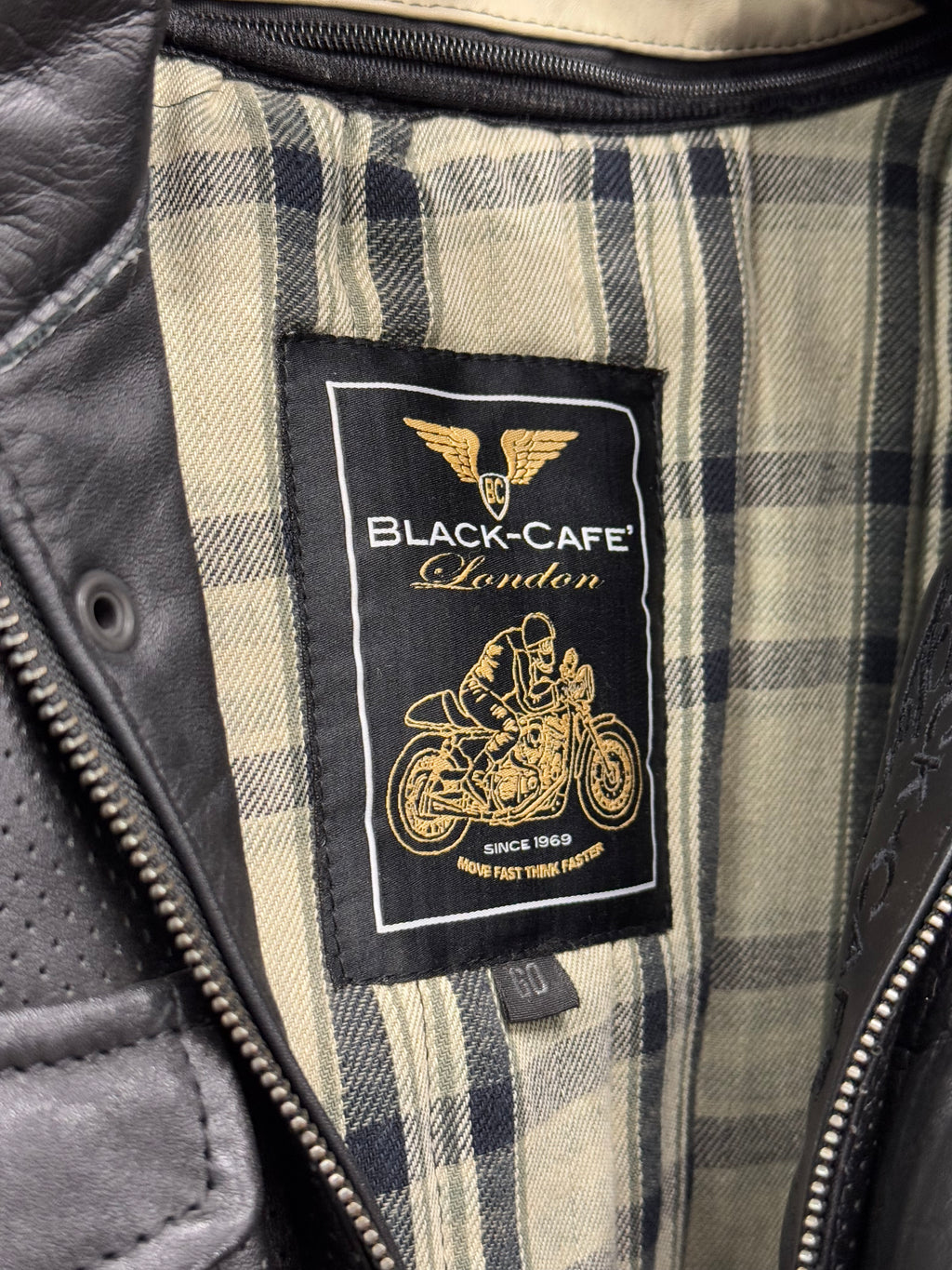 Black-Cafe London Leather Motorcycle Jacket