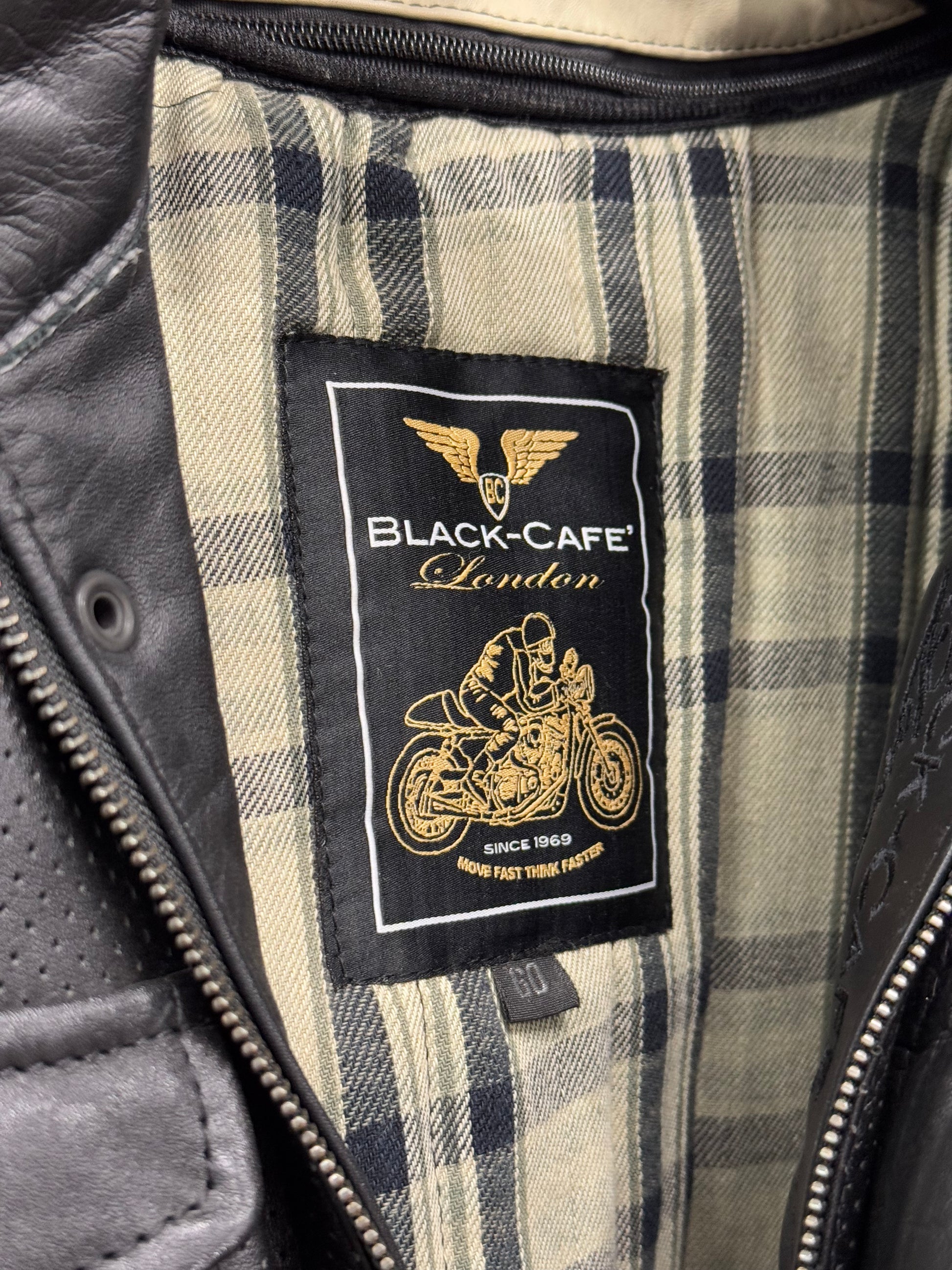 Black-Cafe London Leather Motorcycle Jacket