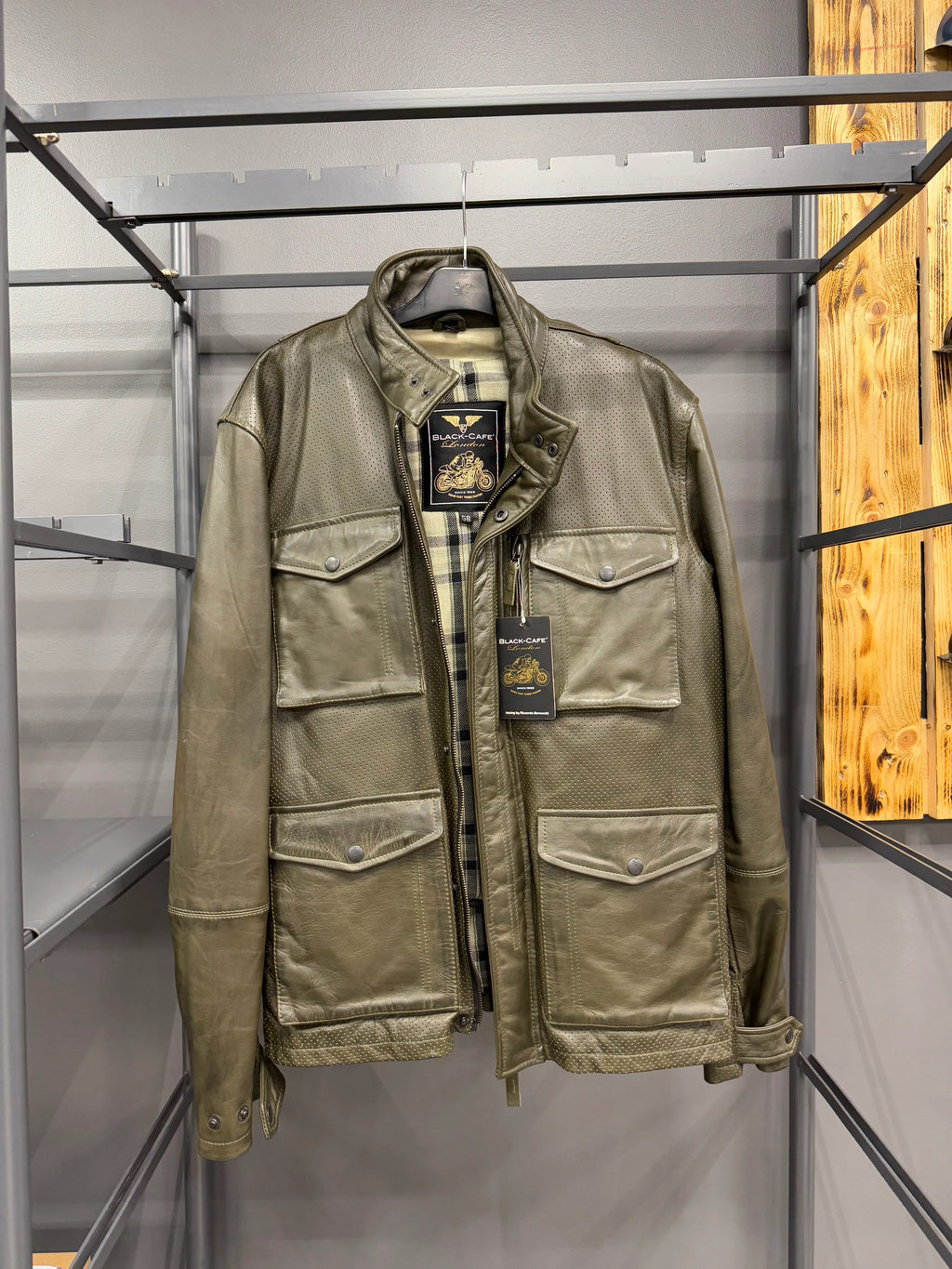 Black-Cafe London leather motorcycle jacket