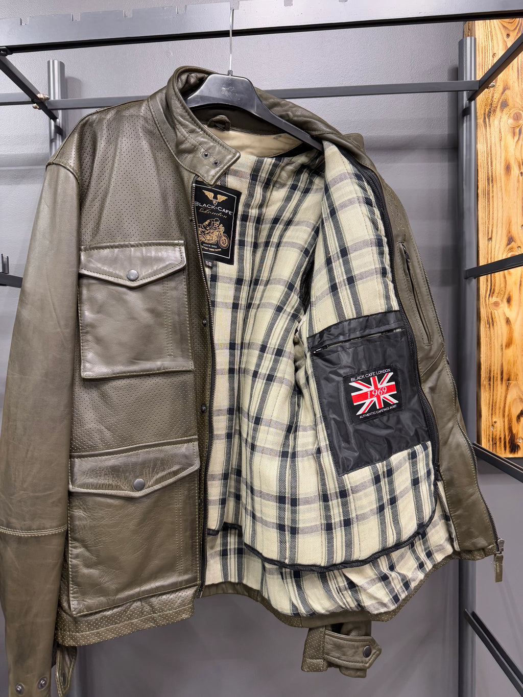 Black-Cafe London leather motorcycle jacket