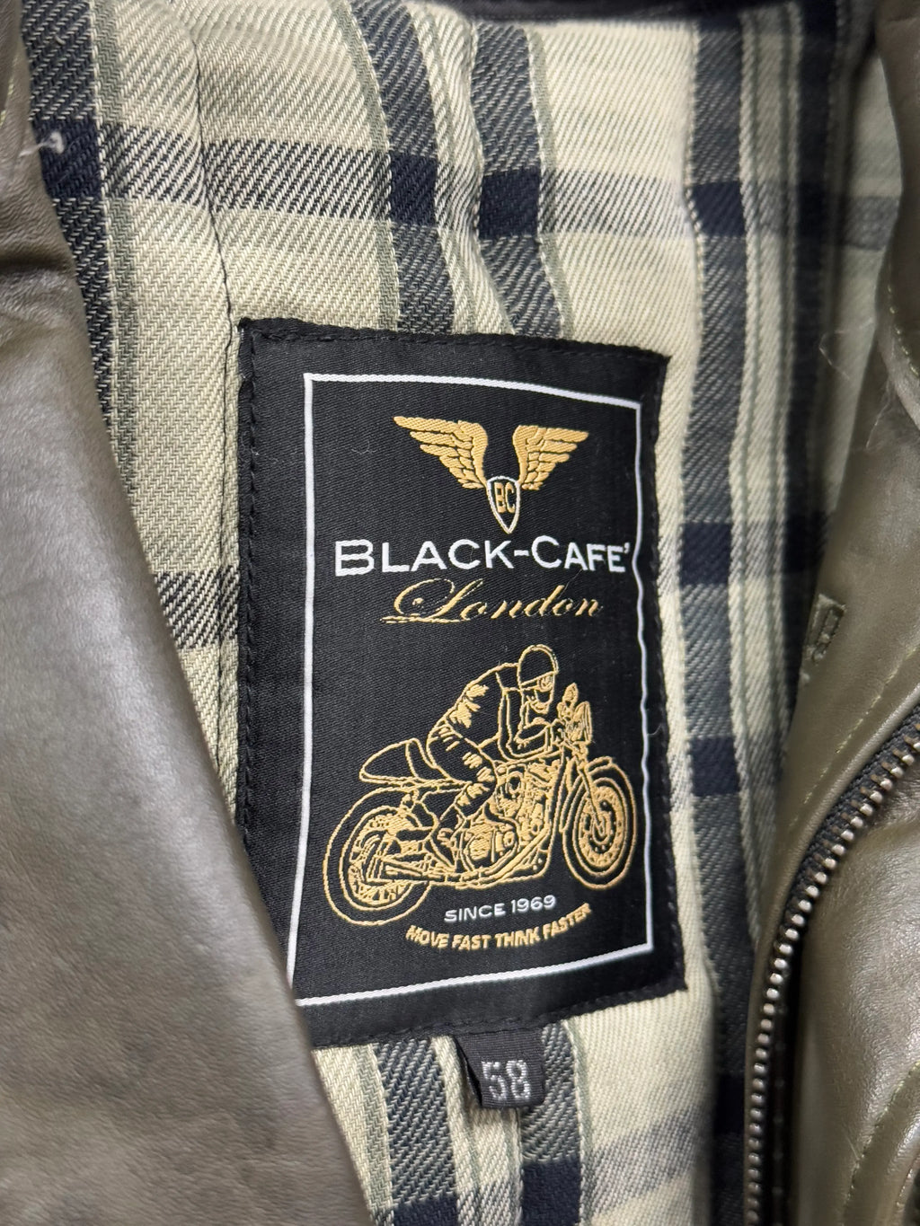 Black-Cafe London leather motorcycle jacket
